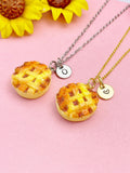 Pie Necklace, Gold Apple Pie Pendant Foodie Jewelry Gift, N7198