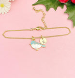 Gold Blue Bird Bracelet, Sparrow Bird Watcher Gifts Ideas, Pink Bird in Option, N3296B