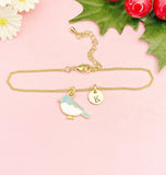 Gold Blue Bird Bracelet, Sparrow Bird Watcher Gifts Ideas, Pink Bird in Option, N3296B