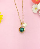 Malachite Necklace, Natural Gemstone Jewelry, Spinner Gold or Silver Necklace, N5767