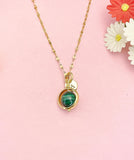 Malachite Necklace, Natural Gemstone Jewelry, Spinner Gold or Silver Necklace, N5767