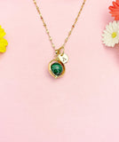 Malachite Necklace, Natural Gemstone Jewelry, Spinner Gold or Silver Necklace, N5767