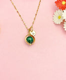 Malachite Necklace, Natural Gemstone Jewelry, Spinner Gold or Silver Necklace, N5767