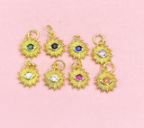 Gold Sun Evil Eye Necklace, Protection Pendant, Celestial Jewelry, 18K Plated Brass Chain, N7175