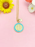 Gold Saint Benedict Medal Necklace, Protection Pendant, Faith Jewelry, 18K Plated Brass, N7188