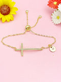 Cross Bracelet, Gold Dainty Cross Charm Jewelry Gift, N7190