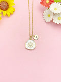 Gold Enamel Helm Pendant Necklace, Nautical Wheel Jewelry Gift, N7195