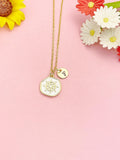 Gold Enamel Helm Pendant Necklace, Nautical Wheel Jewelry Gift, N7195
