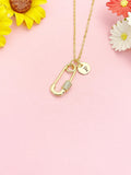 Gold Safety Pin Pendant Necklace, Dainty Lucky Charm Jewelry Gift, N7196