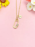 Gold Safety Pin Pendant Necklace, Dainty Lucky Charm Jewelry Gift, N7196
