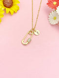 Gold Safety Pin Pendant Necklace, Dainty Lucky Charm Jewelry Gift, N7196