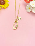 Gold Safety Pin Pendant Necklace, Dainty Lucky Charm Jewelry Gift, N7196