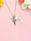 Silver Caduceus Charm Necklace, Graduation Year Gift, N4965Y