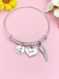 Golf Green Heart Dad Angel Wing Charm Bracelet, D539D