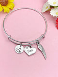 Golf Green Heart Dad Angel Wing Charm Bracelet, D539D
