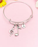 Silver Music Note Charm Bracelet, N2288