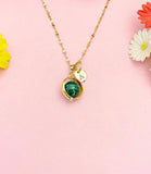Malachite Necklace, Natural Gemstone Jewelry, Spinner Gold or Silver Necklace, N5767
