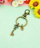 Bronze Skeleton Key Keychain, Vintage Key Pendant Bag Charm Gift, N7201