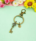 Bronze Skeleton Key Keychain, Vintage Key Pendant Bag Charm Gift, N7201