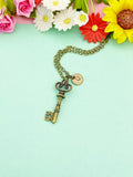 Skeleton Key Necklace, Bronze Vintage Key Pendant Jewelry Gift, 7201N