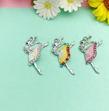 Ballet Dancer Keychain, Personalized Initial Charm, Dance Gift, N1592