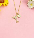 Gold Wine Glass Goblet Necklace, Wine Cup Pendant Jewelry Gift, N7207