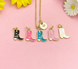 Gold Boot Enamel Necklace, Western Cowgirl Boot Pendant Jewelry Gift, N7211