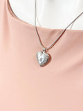 Silver Heart Flower Locket Pendant Necklace, Engraving Personalized Customized Jewelry, Tarnish Resistant, D391