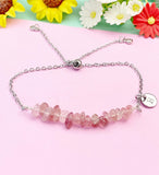 Silver Strawberry Quartz Bracelet, Natural Strawberry Quartz Gemstone Jewelry, N6120S