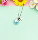 Silver Pearl Shell Charm Necklace, Blue, N5901