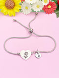 Silver Daisy Flower Heart Charm Bracelet – Dainty Floral Gift Jewelry, DS637