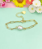 Pearl Charm Gold Bracelet, N6074