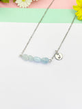 Aquamarine Necklace, Silver Natural Aquamarine Gemstone Jewelry, NS6310