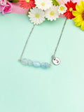 Aquamarine Necklace, Silver Natural Aquamarine Gemstone Jewelry, NS6310