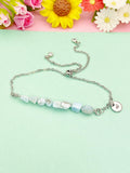 Silver Larimar Bracelet, Gold Option, Natural Larimar Gemstone Jewelry, N6117S