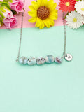 Larimar Necklace in Gold or Silver, Natural Larimar Gemstone Jewelry, Bracelet Option, N6305