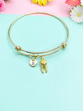 Gold Tooth Charm Bangle, Personalized Initial, Dentist Gift, B1326