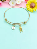 Gold Tooth Charm Bangle, Personalized Initial, Dentist Gift, B1326