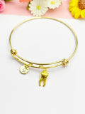 Gold Tooth Charm Bangle, Personalized Initial, Dentist Gift, B1326