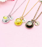 Tea Teacup and Saucer Charm Necklace, Lemon Tea, Tea Party Jewelry, NL6661