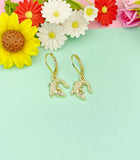 Gold Alligator Charm Earrings, Dainty Gator Jewelry Gift for Her, N5400E