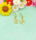 Gold Alligator Charm Earrings, Dainty Gator Jewelry Gift for Her, N5400E