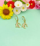 Gold Alligator Charm Earrings, Dainty Gator Jewelry Gift for Her, N5400E