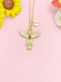 Phoenix Necklace, Real 18K Gold Plated Brass Phoenix Pendant Strength Gift, 7202
