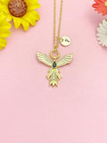 Phoenix Necklace, Real 18K Gold Plated Brass Phoenix Pendant Strength Gift, 7202