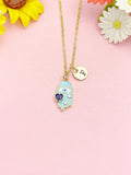 Gold Hamsa Hand Evil Eye Heart Necklace, Dainty Symbolic Pendant Gift, N7203
