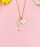 Gold Champagne Glass Goblet Necklace, Wine Cup Pendant Jewelry Gift, N7205