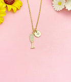 Gold Champagne Glass Goblet Necklace, Wine Cup Pendant Jewelry Gift, N7205