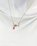 Gold Red Wine Glass Goblet Necklace, Wine Cup Pendant Jewelry Gift, N7206