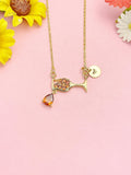 Gold Red Wine Glass Goblet Necklace, Wine Cup Pendant Jewelry Gift, N7206